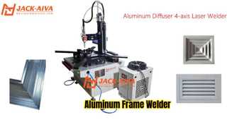Máquina de solda a laser com estrutura difusora de alumínio HVAC | Soldador a laser de fibra de 4 eixos e estação dupla